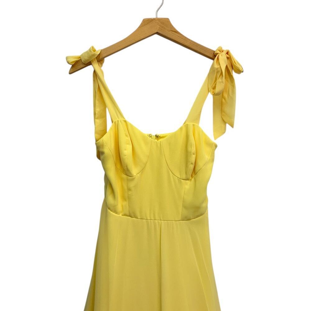 Lulus Sophisticated Charisma Light Yellow Tie-Strap A-Line Midi Dress size XS - Picture 4 of 6